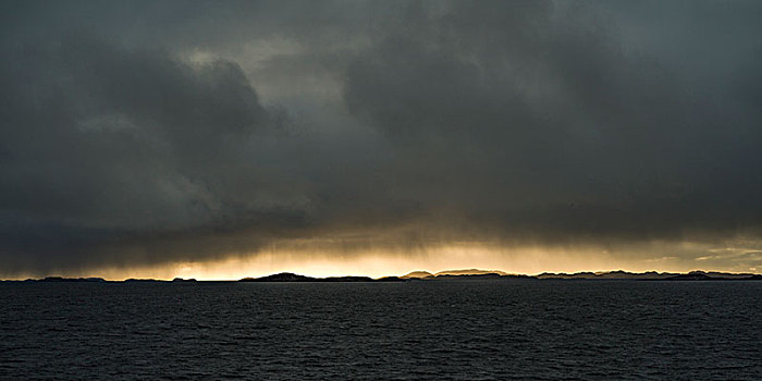 风景,海洋,阴天,日落,诺尔兰郡,挪威