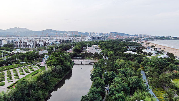 山东省日照市,夏日海边风景如画,私家车挤爆民宿旅游村停车场