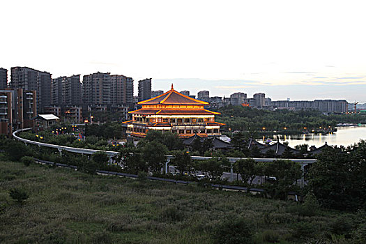 西安唐风古建筑夜景