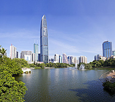 深圳市第一高楼京基与周边楼群全景图