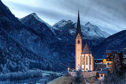 教堂,海里根布鲁特,山,卡林西亚,奥地利,欧洲