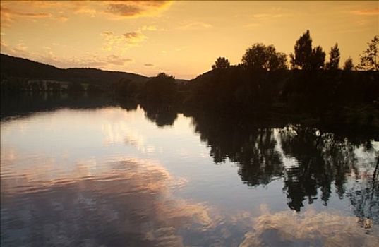 日落,多瑙河,雷根斯堡