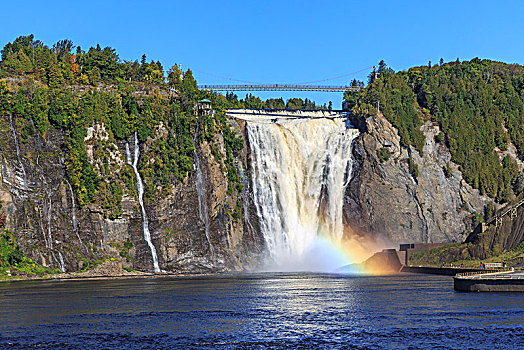 瀑布,彩虹,魁北克省,加拿大,北美