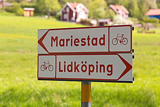 标识,骑自行车,小路,瑞典,欧洲