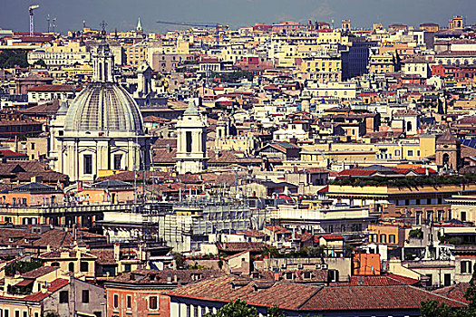 彩色,屋顶,罗马,意大利,城市
