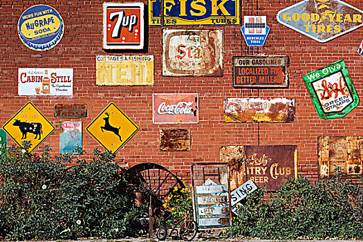 美国,俄克拉荷马,墙壁,广告标识