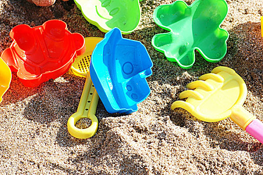 夏天,概念,孩子,玩具,沙子