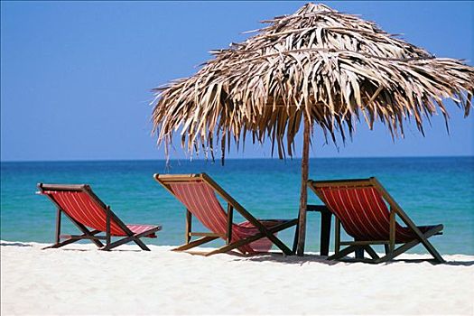 越南,沙滩椅,伞