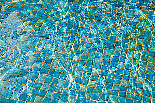 蓝色,砖瓦,仰视,游泳池