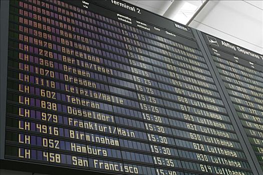慕尼黑,2004年,时间,时间表,离开,汉莎航空公司,飞行,机场