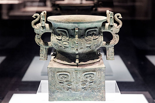 西周兽面纹铜方座簋,河南省洛阳博物馆馆藏文物