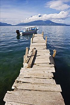 船,码头,阿蒂特兰湖,危地马拉