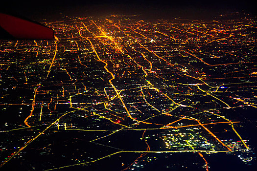航拍,北京,城市,夜色,璀璨,俯瞰,灯光,线条,道路,繁华