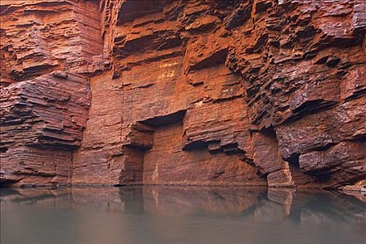 红岩,栏杆,水池,峡谷,卡瑞吉尼国家公园,区域,西澳大利亚