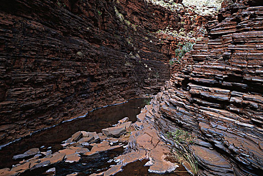 反射,石头,水中,峡谷,卡瑞吉尼国家公园,西澳大利亚,澳大利亚