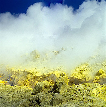 喷气孔,硫磺,火山,埃奥利群岛,意大利,欧洲