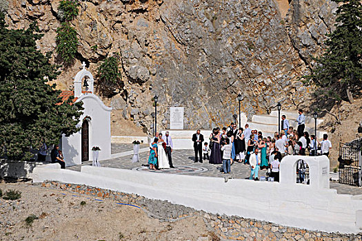 婚礼,小教堂,位于,林都斯,罗得斯,希腊,欧洲