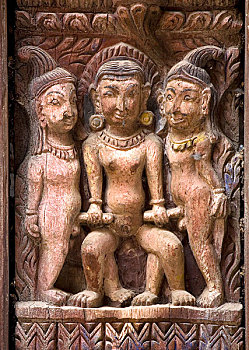 尼泊尔加德满都神庙上的木雕