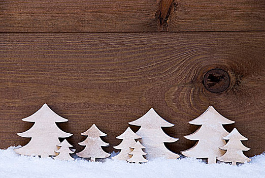 木质,圣诞树,雪,留白