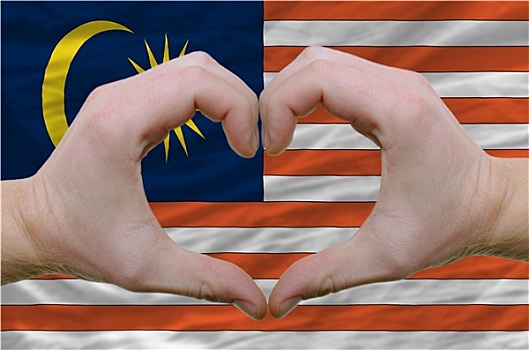 心形,喜爱,手势,展示,上方,旗帜,马来西亚