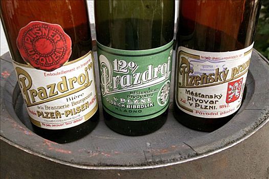 老,啤酒瓶,酒厂,啤酒,波希米亚,捷克共和国,欧洲