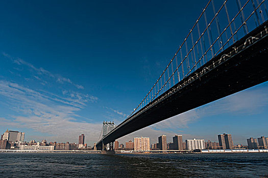 曼哈顿大桥,早晨,雾气,纽约,美国