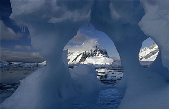 侵蚀,冰山,雷麦瑞海峡,南极