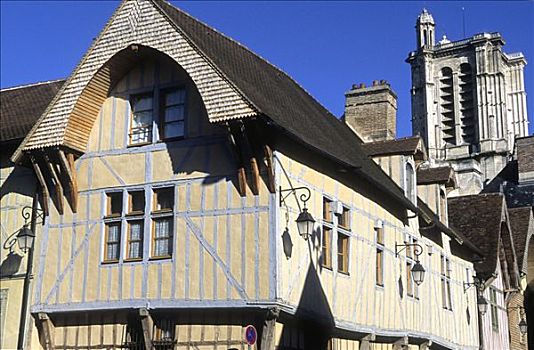 法国,香巴尼阿登大区,特鲁瓦,老,房子,16世纪,圣保罗,大教堂