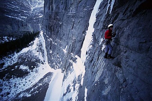 男人,攀岩,灵异,河,艾伯塔省,加拿大