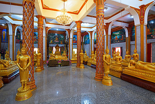 室内,佛像,查隆寺,庙宇,普吉岛,泰国,亚洲