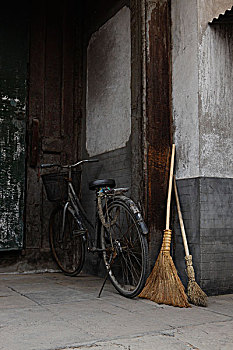 老,自行车,扫帚,北京,中国