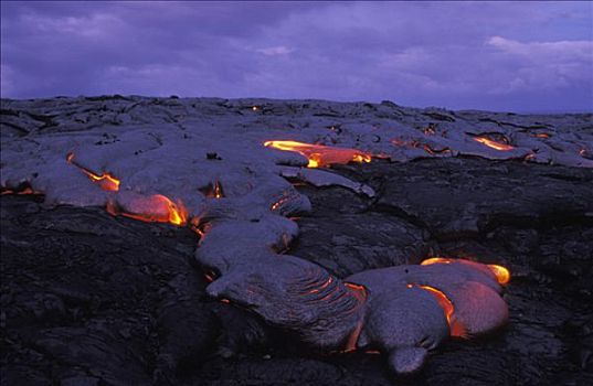 熔岩流,基拉韦厄火山,夏威夷大岛,夏威夷,美国