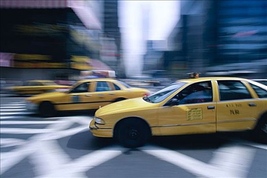 黄色出租车,出租车,曼哈顿,纽约,美国