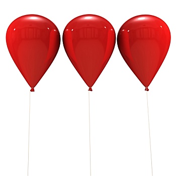 红色,气球,三个