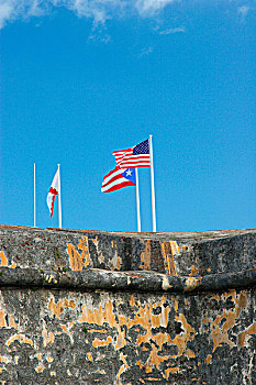 美国,波多黎各,旗,飘扬,老,圣胡安