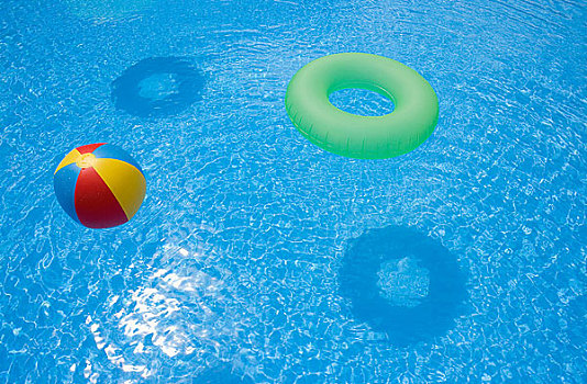 充气,球,漂浮,游泳池
