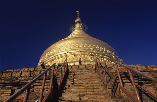 缅甸,蒲甘,塔,金色,圆顶,楼梯