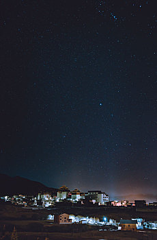 香格里拉松赞林寺夜景