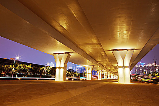 空,人行道,仰视,高架路,现代,城市