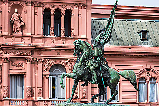 纪念建筑,正面,玫瑰宫,总统府,五月广场,布宜诺斯艾利斯,阿根廷