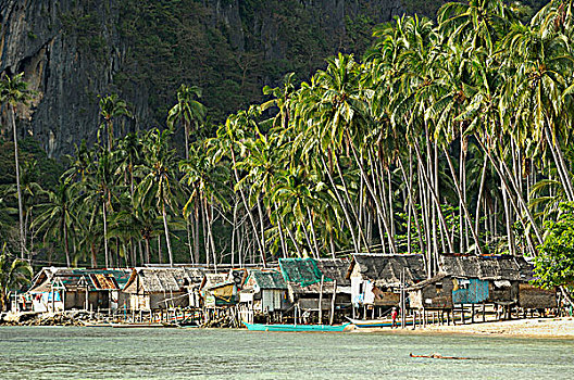 菲律宾,巴拉望岛,埃尔尼多,渔村
