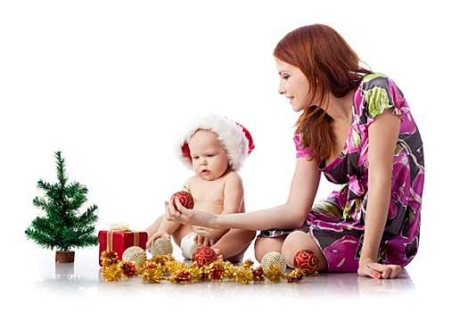 婴儿,妈妈,圣诞装饰