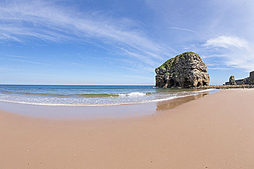 大,岩石构造,海滩,水,洗涤,沙子,南,泰恩-威尔,英格兰