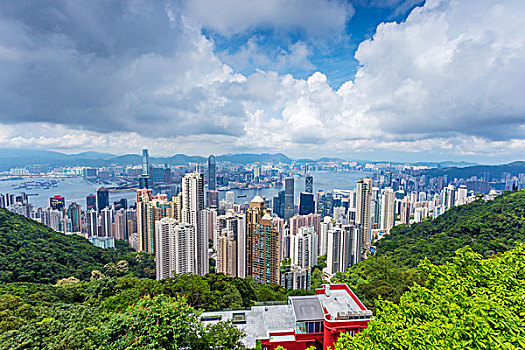 全景,天际线,城市,香港