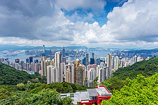 全景,天際線,城市,香港