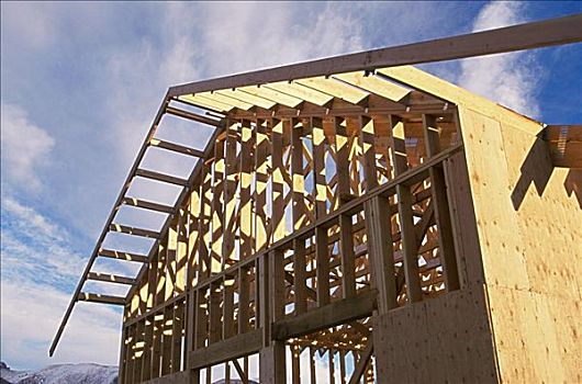 木质,框架,房子,施工