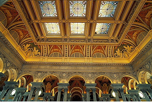 仰视,天花板,国会图书馆,华盛顿,华盛顿特区,美国