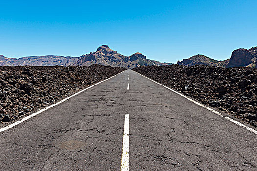 道路,熔岩原,公园,特内里费岛,加纳利群岛,西班牙