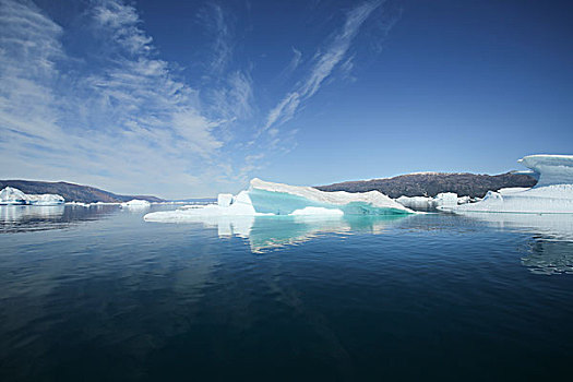 格陵兰,红色,岛屿,景色,风景,冰山,平静,水