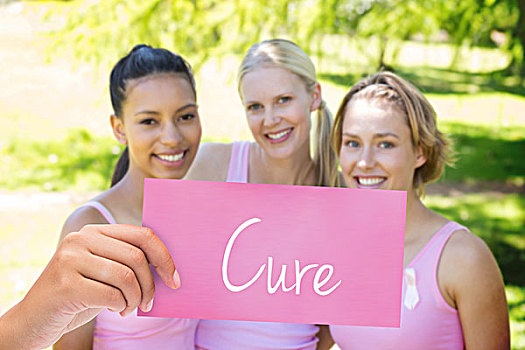 治疗,微笑,女人,粉色,乳腺癌,意识,文字,握着,卡